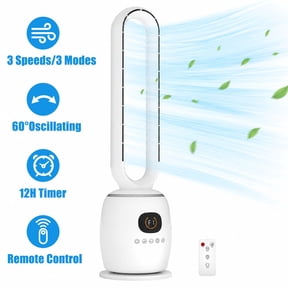 35in Bladeless Tower Fan with 60°Oscillating, 3 Speeds & 3 Modes Standing Floor Fan Equipped Remote Control, 12H Timer for Indoor Room Use
