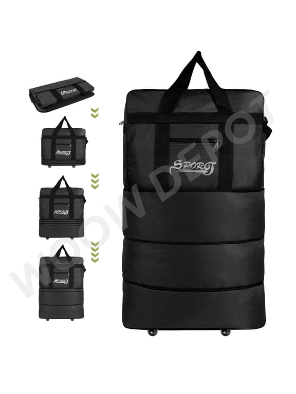 34in Expandable Suitcase Bag 3 Layer Foldable Rolling Luggage Wheeled Handbag Large for Home Storage Travel Business Moving