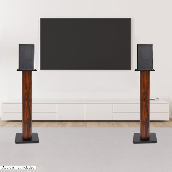 34in Pair Modern Rectangular Bookshelf Speaker Stands, 66.14lbs Studio Monitor Speaker Stand Column
