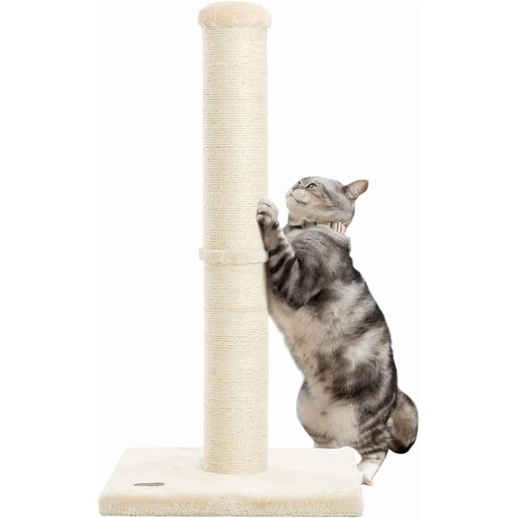 34inch    with  Sisal Rope 4.3Inch Large Diameter Scratcher  Tree for Indoor Cats Beige
