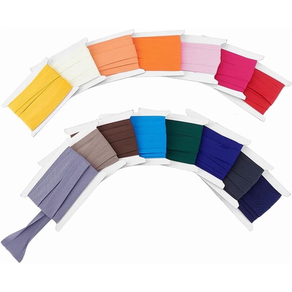 34m Double Fold Bias Tape Cotton Bias Binding Tape 15 Colors Seam Binding for Crafts Continuous Bulk Bias Tape for Sewing Quilting Binding Hemming Apparel Craft 20~22mm