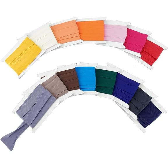 34m Double Fold Bias Tape Cotton Bias Binding Tape 15 Colors Seam Binding for Crafts Continuous Bulk Bias Tape for Sewing Quilting Binding Hemming Apparel Craft 20~22mm