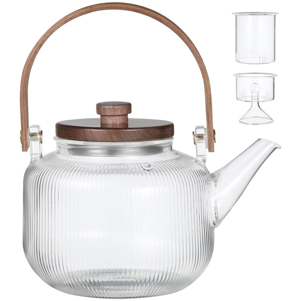 34oz Glass Stovetop Teapot, Borosilicate Glass Tea Pot with 2 Types of ...