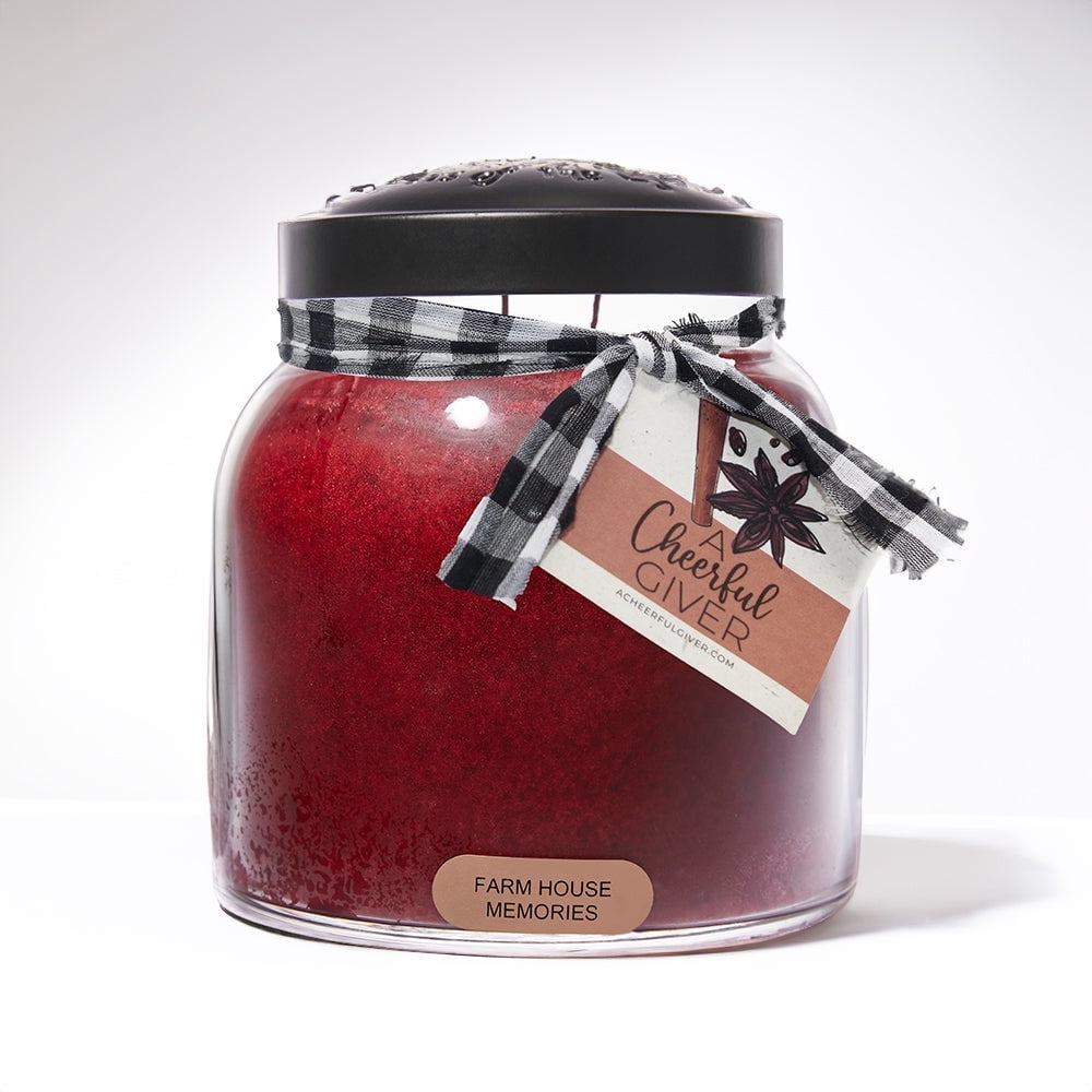 Farm House Memories Red Soy Scented Jar Candle with Black Lid