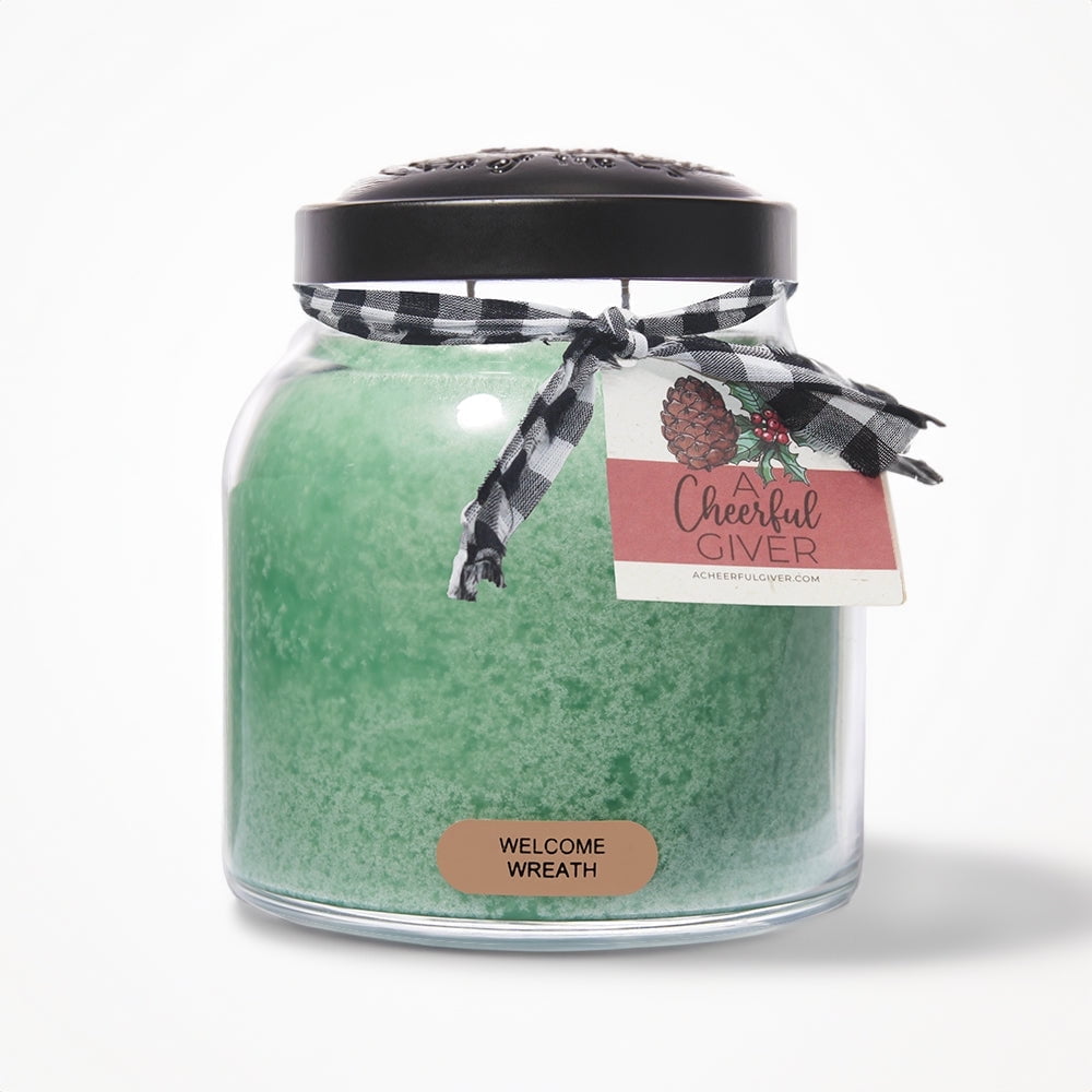 Welcome Wreath Green Scented Jar Candle with Black Lid