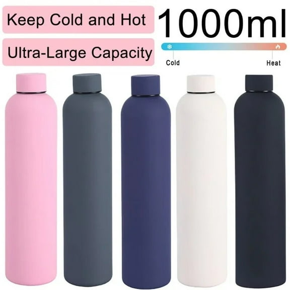 34oz Stainless Steel Water Bottle | Double Walled Vacuum Insulated Water Thermos for Adults | Eco-Friendly Travel Bottles with Leak Proof Lid | Sports Coffee Straight Body Cup