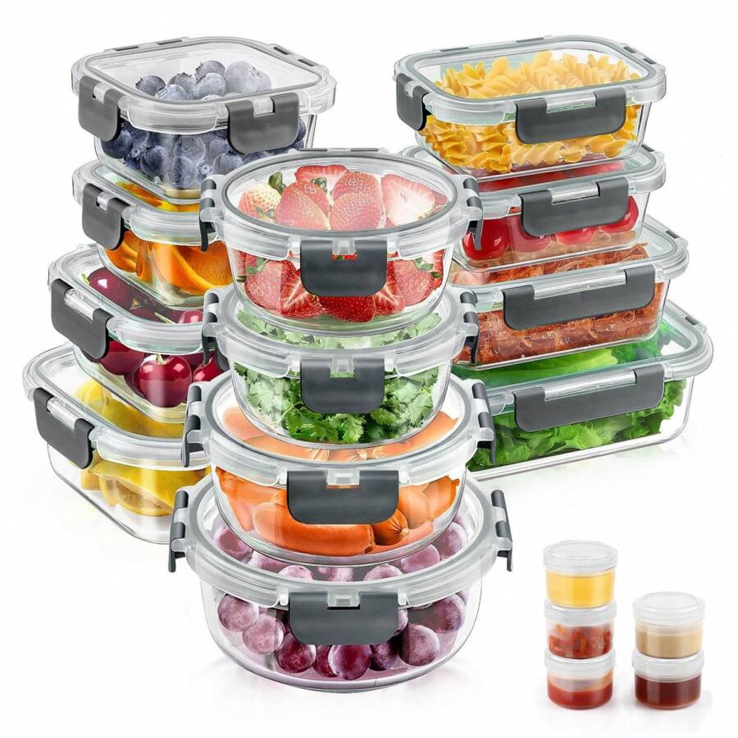 Premium Glass Airtight Food Storage Set – 34pc Leak-Proof Meal Prep