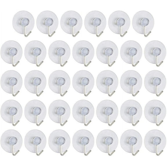 34pcs Suction Cup Hooks 1 Inch Diameter Wall Hooks Hangers Removable Kitchen Bathroom Wall Vacuum Holder for Smooth Tile Glass
