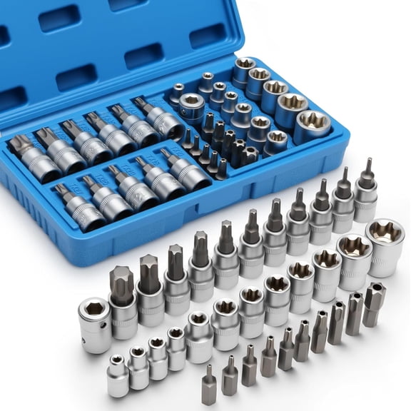34pcs Torx Socket Set 3/8'' Drive E-Torx E4-E20, Torx Bit Socket T10-T60, TT10-TT55