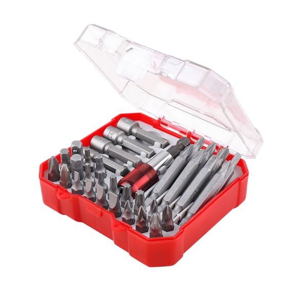 34pcs/set 1/4 Security Bit Set Security Bit Set Hex Star Bit Multifunctional Bit for Auto Electronics Repairs
