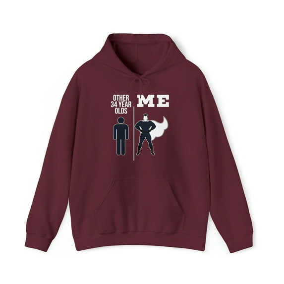 34th Birthday Hoodie, Gifts, Hooded Sweatshirt