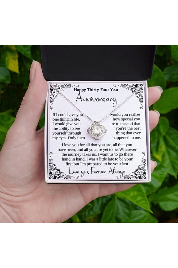 34th Wedding Anniversary Wife Food Anniversary Gift Thirty Fourth Anniversary Gift 34 Year Anniversary Her,, White Love Knot Necklace