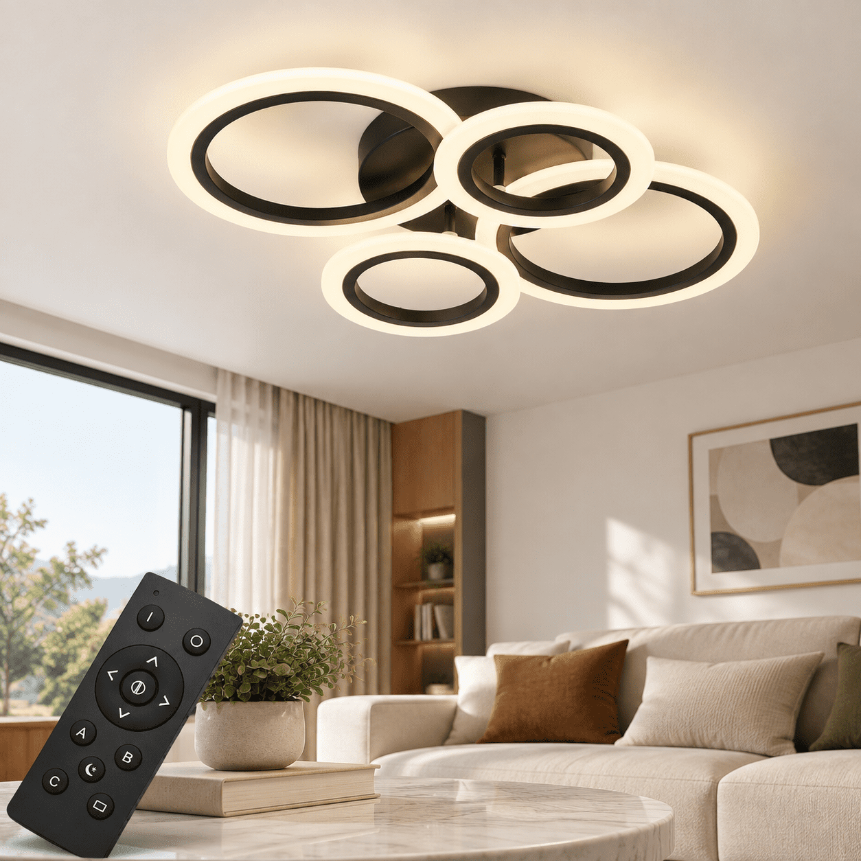 34w Modern Led Ceiling Light 3000k-6000k Dimmable Lighting Fixtures ...