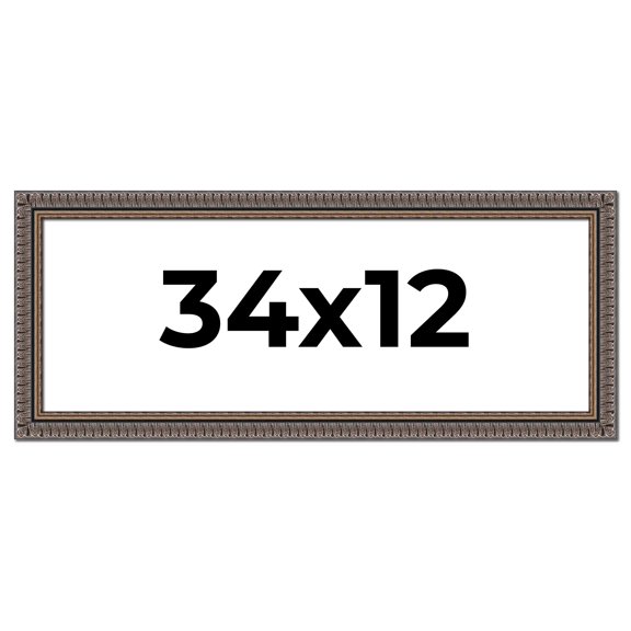 34x12 Frame Black Feather Payton Ornate Solid Wood Picture Frame Width 1.75 Inches | Interior Depth