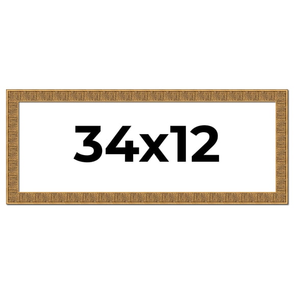 34x12 Frame Black and Gold Distressed Solid Wood Sonoma Picture Frame | 1.625 Inch Moulding Width |