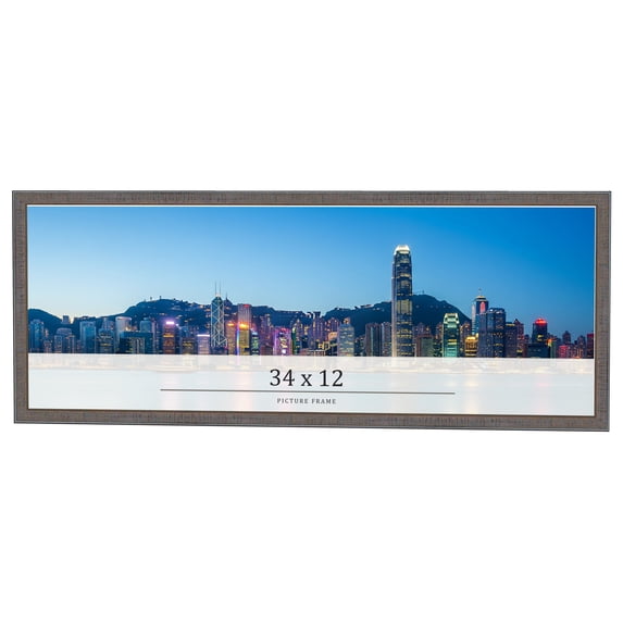 34x12 Frame Blue Kingsley Pewter Solid Wood Picture Frame Width 0.75 Inches |Interior Depth 0.5