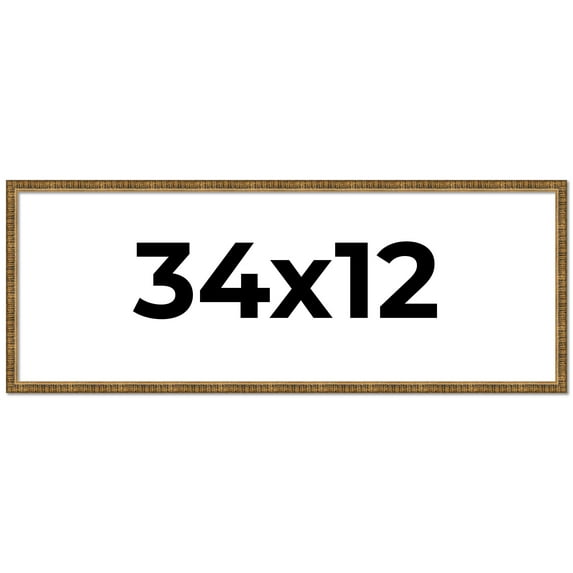 34x12 Frame Gold Kingsley Distressed Solid Wood Picture Frame Width 0.75 Inches | Interior Frame