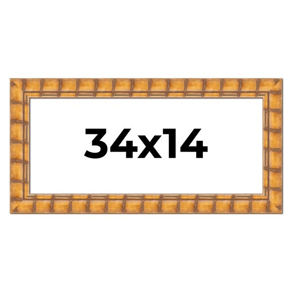 34x14 Frame Beige Real Wood Picture Frame Width 3 inches | Interior Frame Depth 0.5 inches |
