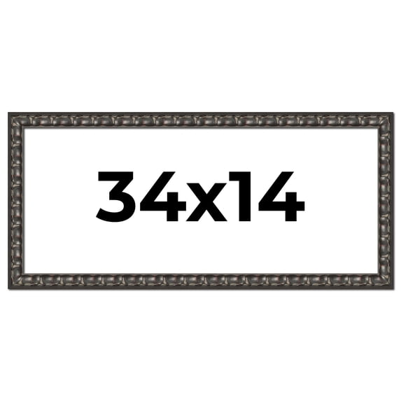 34x14 Frame Black-Brown Medieval Solid Wood Picture Frame | 1.5 Inch Moulding Width | Gotham