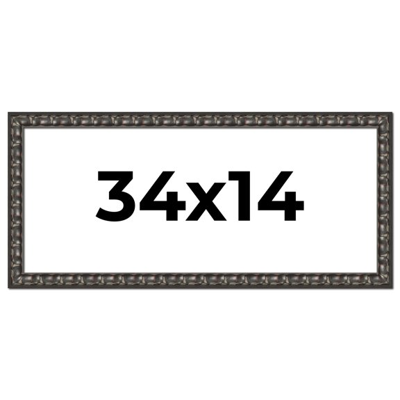 34x14 Frame Black-Brown Medieval Solid Wood Picture Frame | 1.5 Inch Moulding Width | Gotham