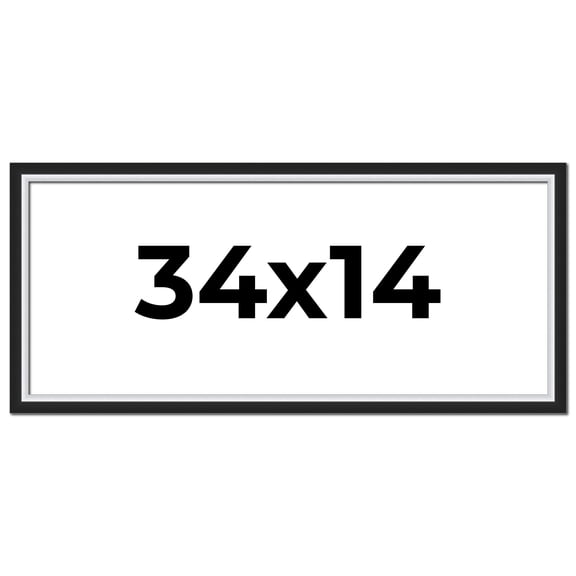 34x14 Frame Black & Silver Solid Wood Picture Frame Width 1.25 Inches | Interior Depth 0.75 Inches