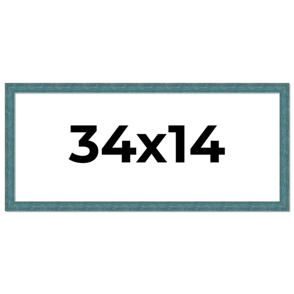 34x14 Frame Blue Rustic Barnwood Solid Wood Picture Frame Width 1.25 Inches | Interior Depth 0.5