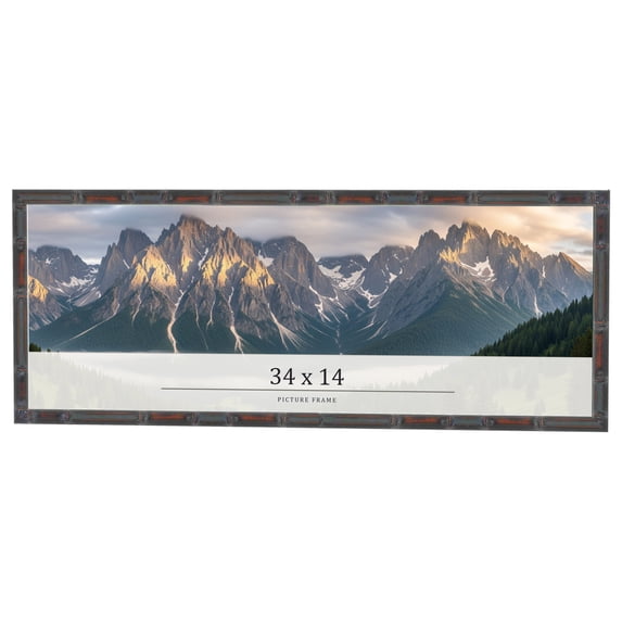 34x14 Frame Brown Bamboo with Dark Coffee/Walnut Finish | Solid Wood Picture Frame Width 0.75
