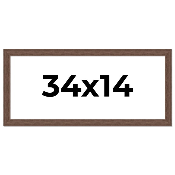 34x14 Frame Brown Distressed Barnwood Picture Frame | Rustic Farmhouse Photo Frame Includes UV
