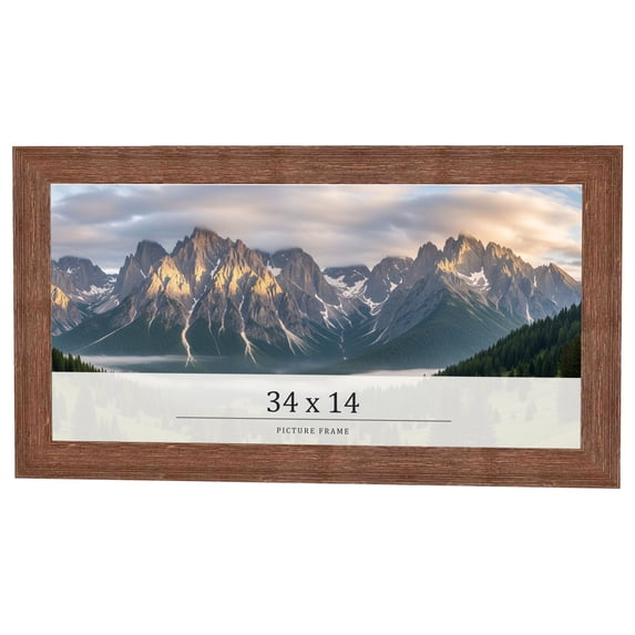34x14 Frame Brown Farmhouse Solid Wood Picture Frame Width 1.5 Inches | Interior Frame Depth 0.5