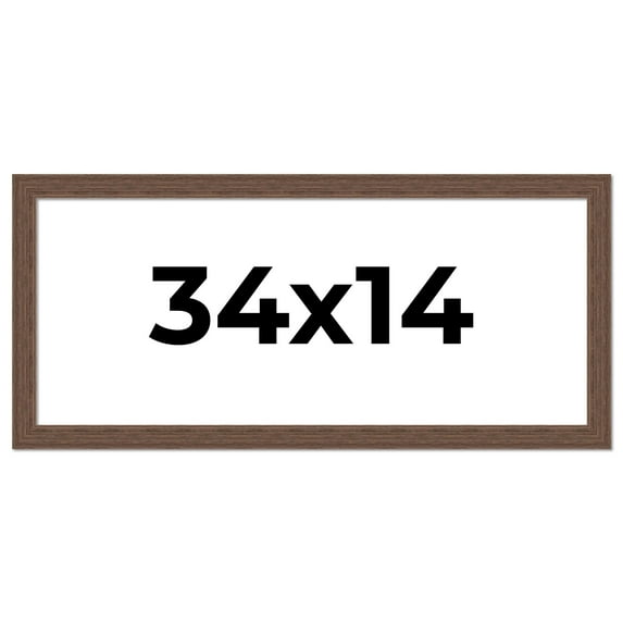 34x14 Frame Brown Farmhouse Solid Wood Picture Frame Width 1.5 Inches | Interior Frame Depth 0.5