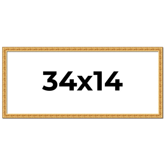 34x14 Frame Gold Real Wood Picture Frame Width 1 inches | Interior Frame Depth 0.5 inches | Edwina