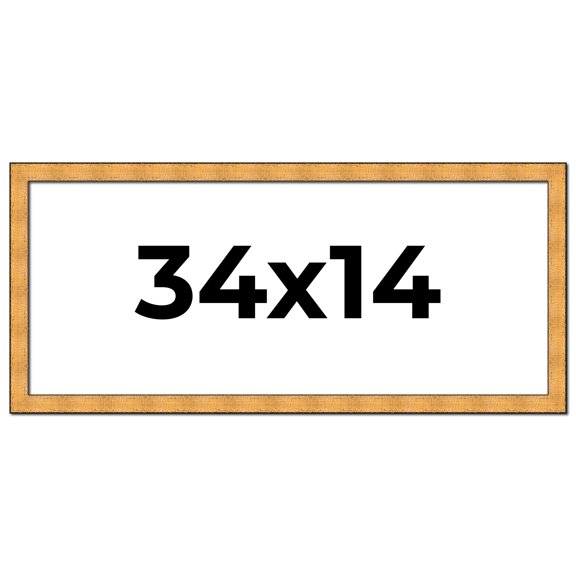 34x14 Frame Gold Rustic Solid Wood Picture Frame | 1.25 Inch Wide Moulding | Rustique Gold