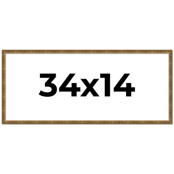 34x14 Frame Gold Solid Wood Picture Frame - Complete Modern Photo Frame Includes UV Acrylic