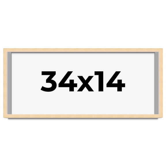 34x14 Frame Natural Wood Picture Frame | 0.75 Inch Moulding Width | with UV Acrylic Plexiglass,