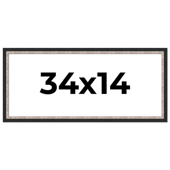 34x14 Frame Silver Real Wood Picture Frame Width 1.25 Inches | Interior Frame Depth 0.75 Inches |