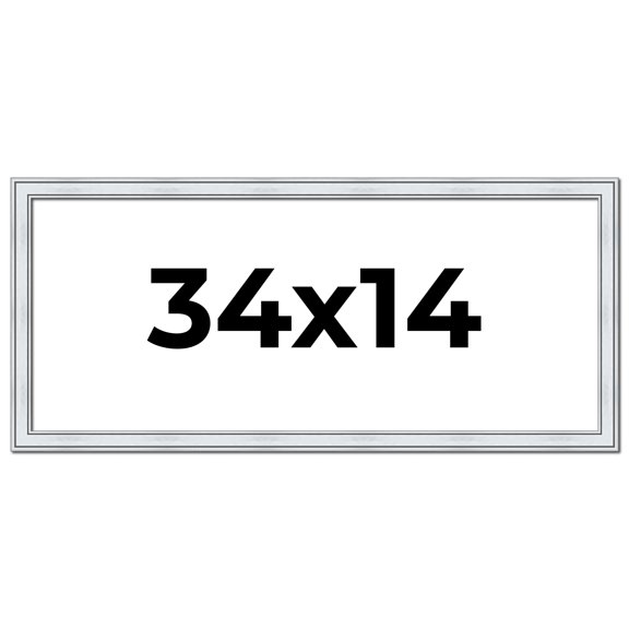 34x14 Frame Sterling Silver Solid Wood Picture Frame | 1.25 Inch Moulding Width | 0.75 Inch