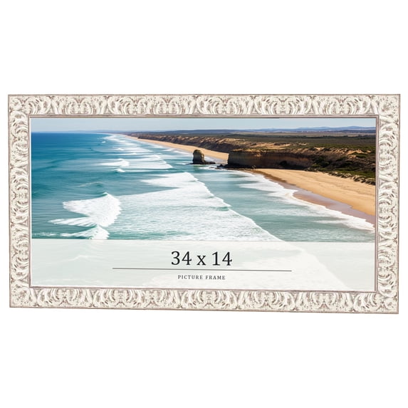 34x14 Frame White Real Wood Picture Frame Width 1.5 inches | Interior Frame Depth 0.5 inches |