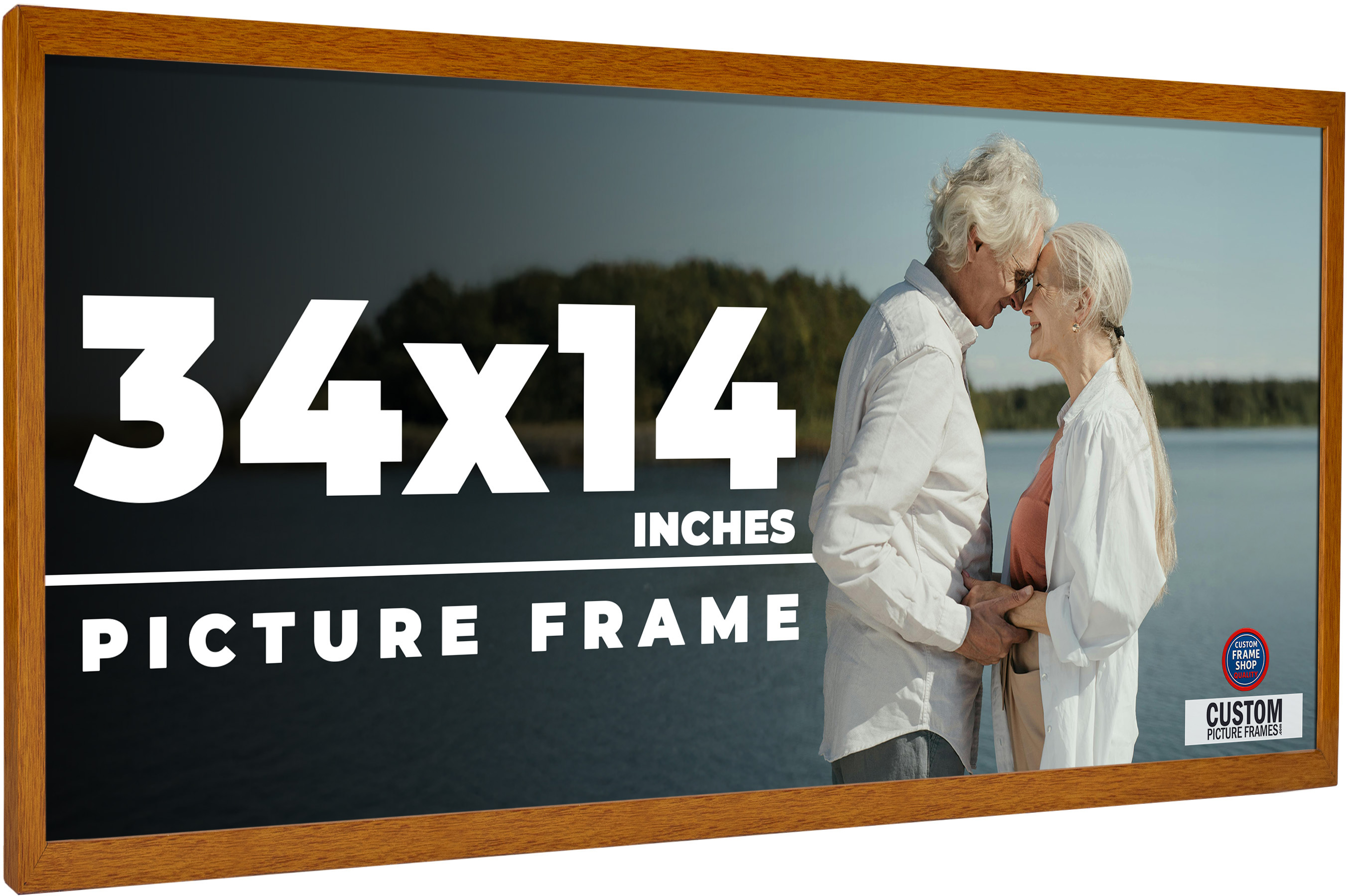 34x14 Honey Brown Real Wood Picture Frame Width 0.75 inches | Interior ...