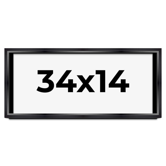 34x14 Shadow Box Frame Black | 1.25 inches Deep Real Wood Contemporary Shadowbox Display Frame | UV