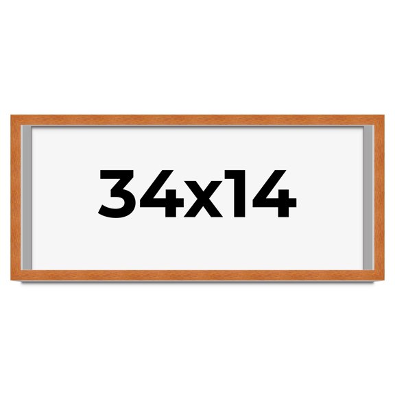 34x14 Shadow Box Frame Brown | 0.875 Inches Deep Real Wood Contemporary Shadowbox Display Frame |