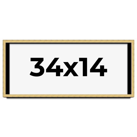 34x14 Shadow Box Frame Gold | 1.375 Inches Deep Real Wood Contemporary Shadowbox Display Frame | UV