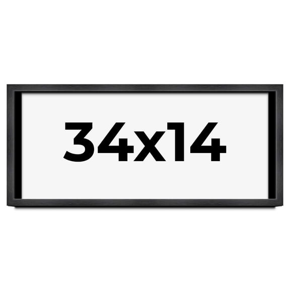 34x14 Shadow Box Frame Grey Charcoal Black | 0.875 Inches Deep | Wood Shadowbox Display Frame | UV