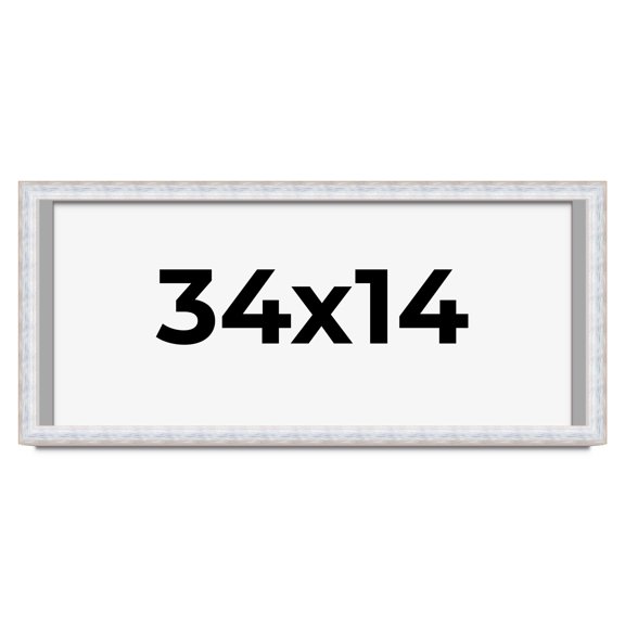 34x14 Shadow Box Frame Silver | 1.625 Inches Deep Real Wood Contemporary Shadowbox Display Frame |