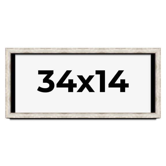 34x14 Shadow Box Frame Silver | 1.625 Inches Deep Real Wood Contemporary Shadowbox Display Frame |