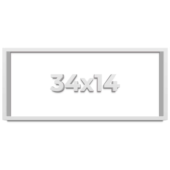 34x14 Shadow Box Frame White | 1 Inches Deep Real Wood Contemporary Shadowbox Display Frame | UV