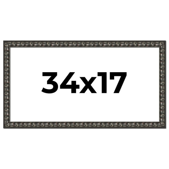 34x17 Frame Black-Brown Medieval Solid Wood Picture Frame | 1.5 Inch Moulding Width | Gotham