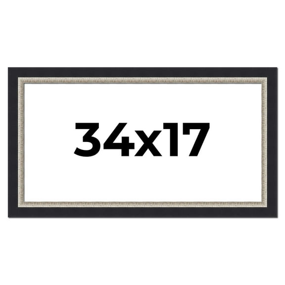 34x17 Frame Black Real Wood Picture Frame Width 2.25 Inches | Interior Frame Depth 0.5 Inches |