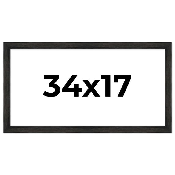 34x17 Frame Black Rustic Barnwood Solid Wood Picture Frame | 1.5 Inch Moulding Width | Includes UV
