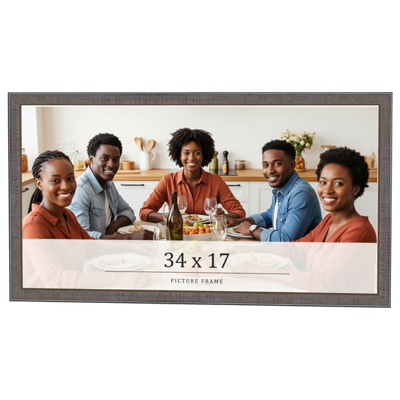 34x17 Frame Blue Kingsley Pewter Solid Wood Picture Frame Width 0.75 Inches |Interior Depth 0.5