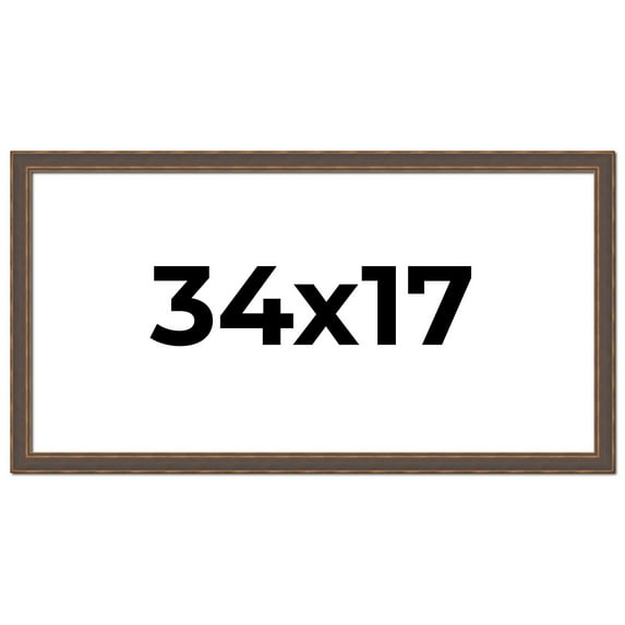 34x17 Frame Golden Caramel Solid Wood Bronze Picture Frame | 1.25 Inch Moulding Width | 0.5 Inch